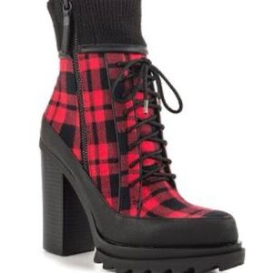 GX by Gwen Stefani Plaid Platform Heeled Ankle Boots Size 8